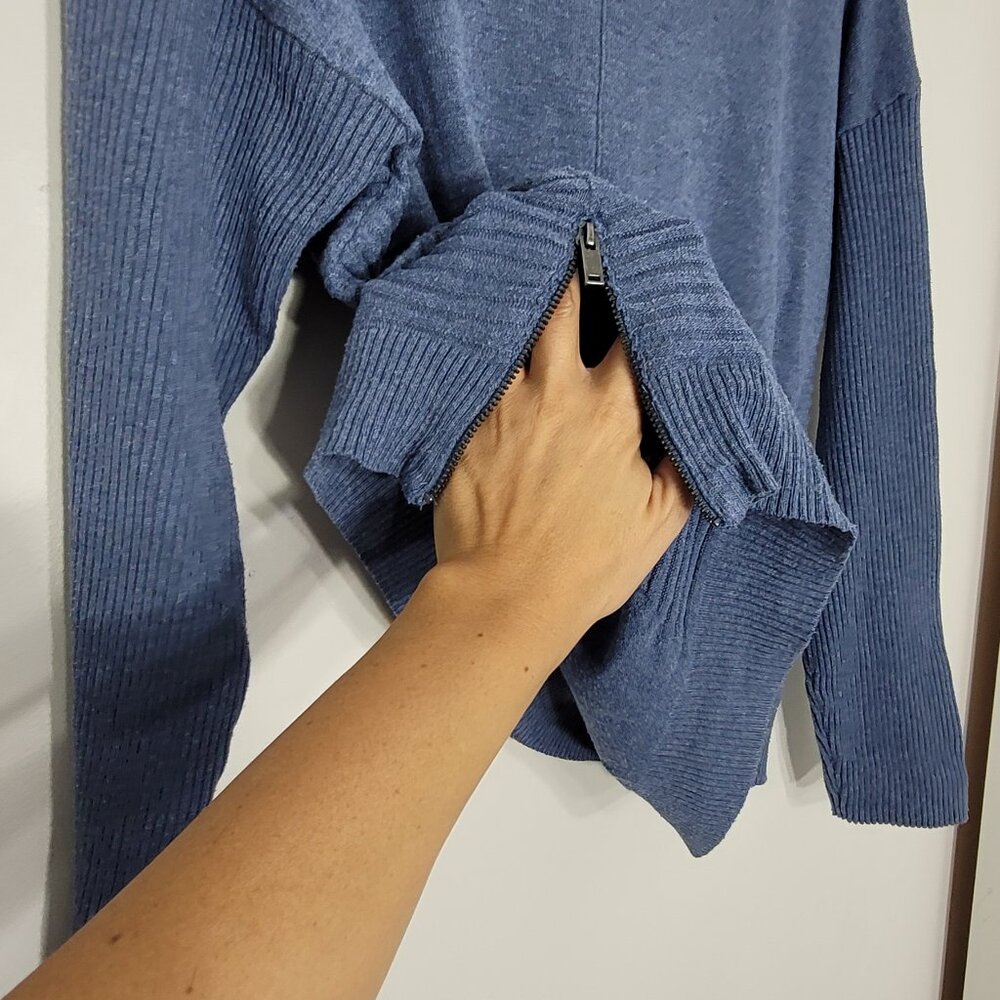 Peyta Primase Womens Blue Side Zip Long-Sleeve Crew Neck Pullover Sweater Large - Picture 5 of 10